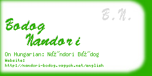 bodog nandori business card